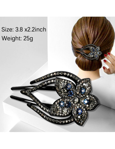 Yusier 4 Clips para el Cabello con Rhinestones Corazón 9.7x5.6cm
