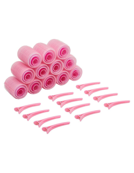 Juego de 48 Rulos Autoadhesivos Glamlily con Clips Rosados Juego de 48 Rulos Autoadhesivos Glamlily con Clips Rosados