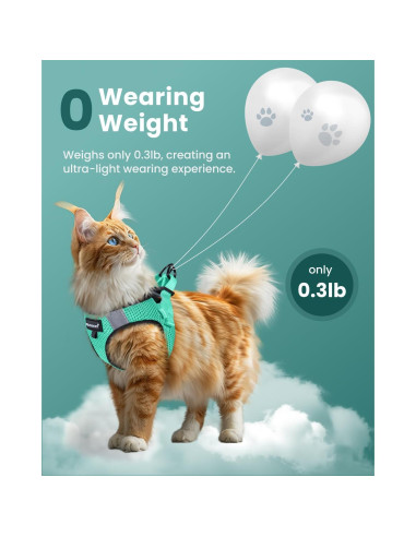 Arnés y Correa para Gatos FAYOGOO Verde a Prueba de Escape
