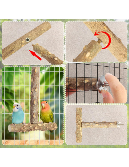 Posaderos para Aves lovyoCoCo - 4 Piezas de Madera Natural Posaderos para Aves lovyoCoCo - 4 Piezas de Madera Natural