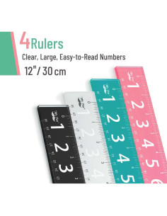 Reglas de plástico Mr. Pen 30 cm - Paquete de 4 coloridas 2