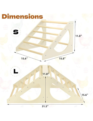 Escalera de Posado para Pollos Vehomy de Madera 40x39.5 cm