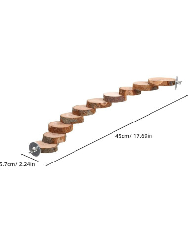 Escalera de Madera Natural Balacoo para Aves y Hámsters - 10 Pasos