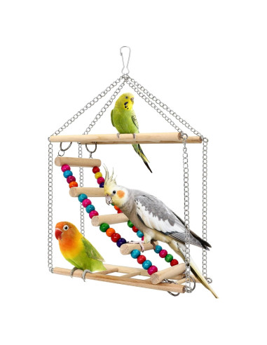 Escalera para Aves Jevnd 3 Rutas Madera Natural 23.9x19.8cm