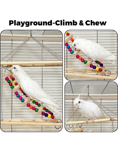 Escalera para Aves Jevnd 3 Rutas Madera Natural 23.9x19.8cm