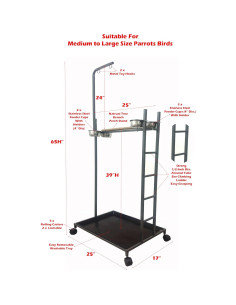 Soporte de Juego para Aves Loro Mcage 166 cm con Escalera y Cuencos 2
