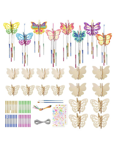 Kit de Campana de Viento DIY Mariposa 3D Earssa - 32 Piezas