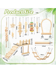 Kit de Juguetes para Aves Sonwyoung - 10 Piezas de Madera 2