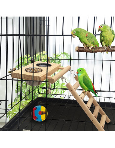 Juego de Comederos para Aves Tfwadmx con Soporte de Madera