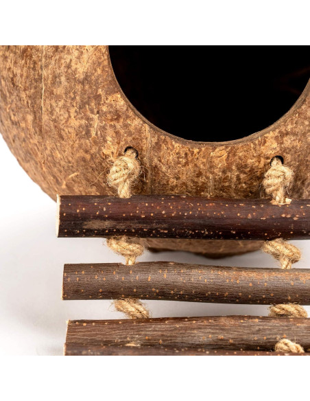 Casa Nido de Coco Andwe para Aves y Hámsters con Escalera Casa Nido de Coco Andwe para Aves y Hámsters con Escalera