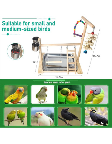 Parque de Aves Hamiledyi Percha de Madera Natural 35.5x22.9cm