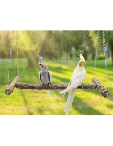 Columpio Grande para Aves Dnoifne 46.5x25x42 cm Madera Natural