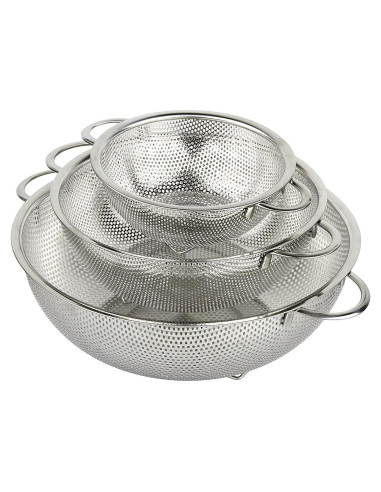 Juego de Coladores de Acero Inoxidable HLM - 3 Piezas (1L, 2.5L, 4.5L)