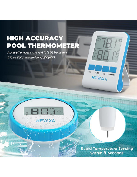 Termómetro Digital Inalámbrico HEYAXA para Piscina Azul Termómetro Digital Inalámbrico HEYAXA para Piscina Azul
