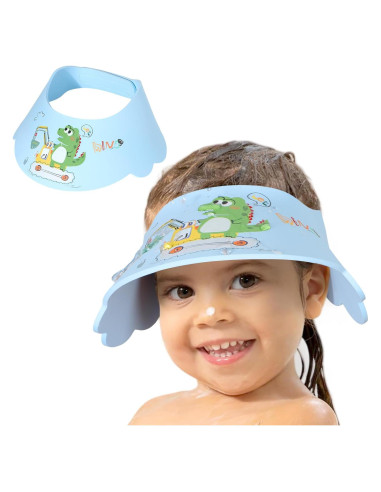 Gorro de Ducha Impermeable Niños EVA Ajustable Dinosaurio Azul