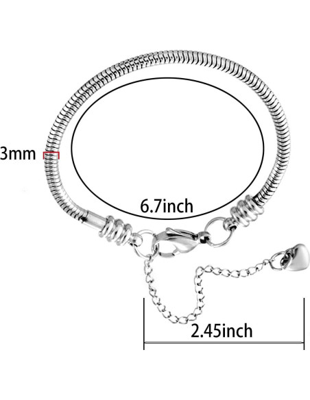 Pulsera Charm Ajustable KunBead 17 cm Acero Inoxidable Pulsera Charm Ajustable KunBead 17 cm Acero Inoxidable