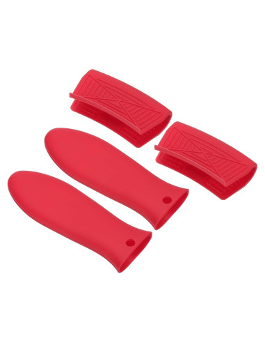 Funda de Mango de Silicona Antideslizante uxcell - 4 Pcs Rojo