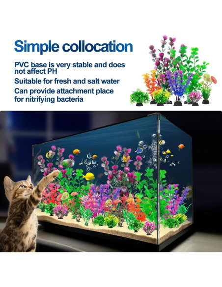 CousDUoBe 30 Plantas Artificiales para Acuario - Decoración Colorida CousDUoBe 30 Plantas Artificiales para Acuario - Decoración Colorida