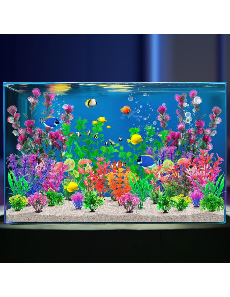CousDUoBe 30 Plantas Artificiales para Acuario - Decoración Colorida CousDUoBe 30 Plantas Artificiales para Acuario - Decoración Colorida