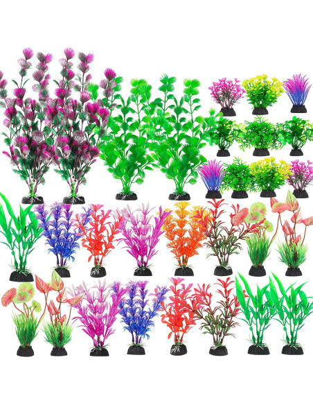 CousDUoBe 30 Plantas Artificiales para Acuario - Decoración Colorida CousDUoBe 30 Plantas Artificiales para Acuario - Decoración Colorida