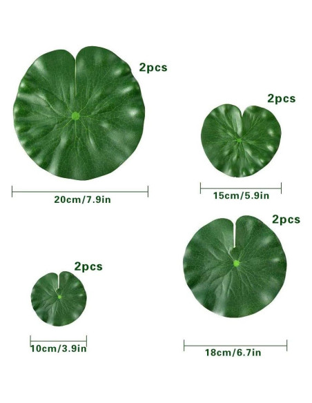 8 Hojas Flotantes Artificiales Loto Thovorrnl - Verde 8 Hojas Flotantes Artificiales Loto Thovorrnl - Verde