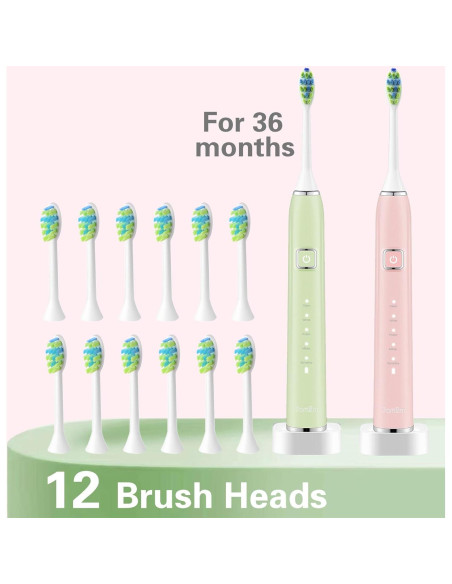 Juego de cepillos de dientes eléctricos 7AM2M 2 unidades con 12 cabezales Juego de cepillos de dientes eléctricos 7AM2M 2 unidades con 12 cabezales