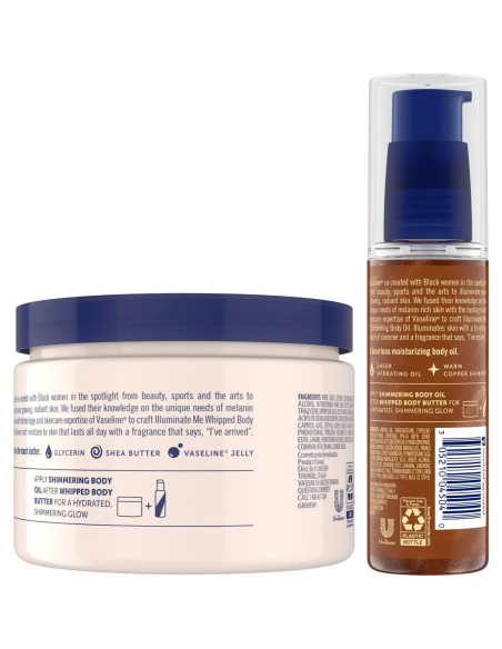 Manteca Corporal Vaseline Illuminate Me + Aceite Bronceador 2 Pzas Manteca Corporal Vaseline Illuminate Me + Aceite Bronceador 2 Pzas