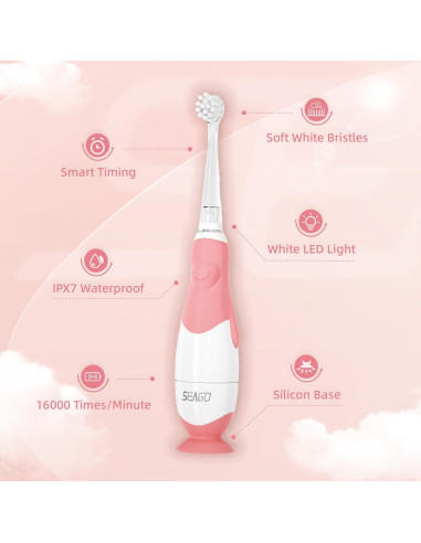 Cepillo de Dientes Eléctrico para Bebés Seago SG-513 Rosa