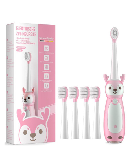 Cepillo de dientes eléctrico Sonic AJELU rosa para niños 3+ Cepillo de dientes eléctrico Sonic AJELU rosa para niños 3+