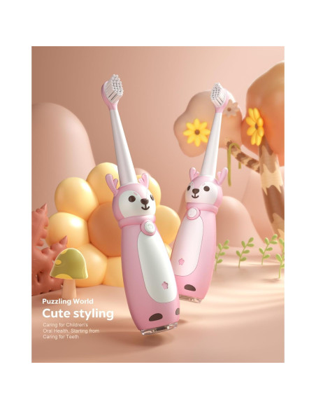 Cepillo de dientes eléctrico Sonic AJELU rosa para niños 3+ Cepillo de dientes eléctrico Sonic AJELU rosa para niños 3+