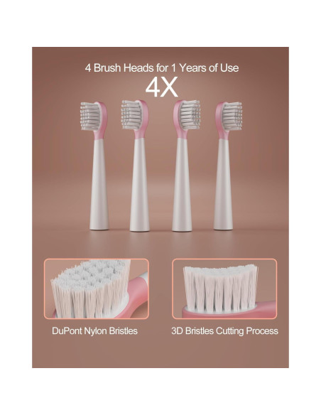 Cepillo de dientes eléctrico Sonic AJELU rosa para niños 3+ Cepillo de dientes eléctrico Sonic AJELU rosa para niños 3+