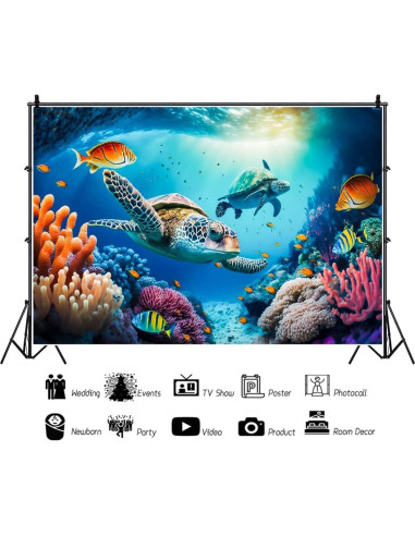 Fondo de Fotografía Submarino Yeele 2.5x1.8m Tortugas Marinas