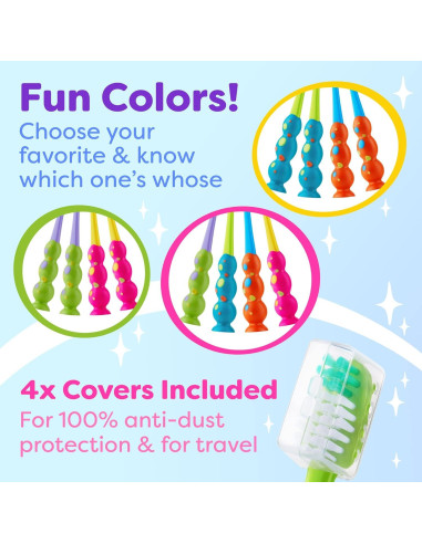 Cepillo de Dientes Infantil Trueocity - Set de 4 Unidades - Suave y Colorido