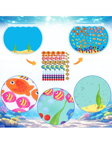 Kit de Stickers de Acuario Tierra Elegante 16 Piezas 36x28 cm