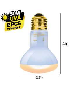 Lámpara de Calor UVA para Reptiles REPTIZOO 50W - Paquete de 2 2