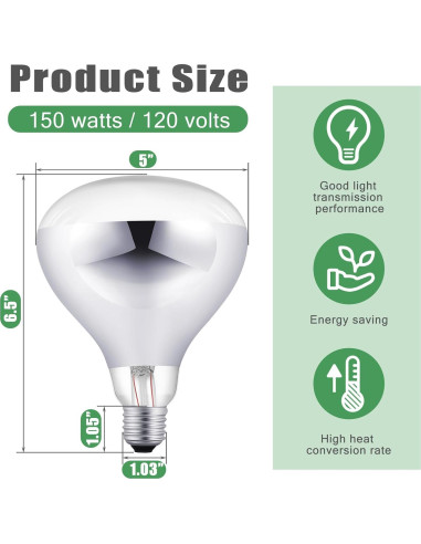 VIHOSE 6 Bombillas de Calor 150W E26 para Reptiles