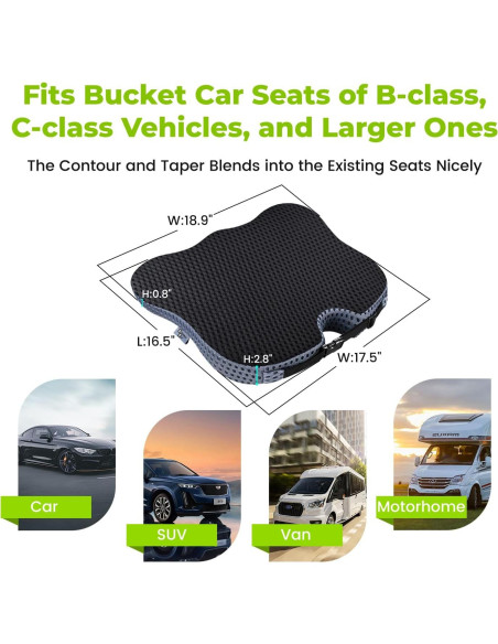 Cojín de Asiento de Espuma de Memoria Dreamer Car QFC040-BK Cojín de Asiento de Espuma de Memoria Dreamer Car QFC040-BK