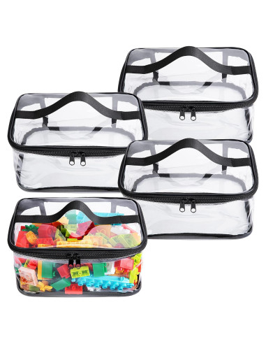4 Bolsas de Almacenamiento de Juguetes Transparentes PVC 23.9x17cm