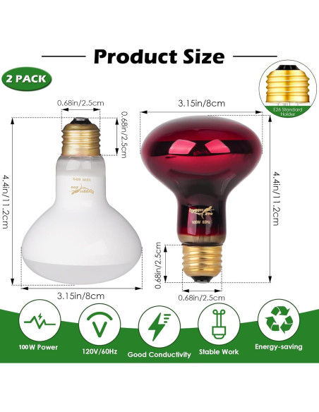 Bombillas de Calor Infrarrojo UVA Hygger Zoo 100W 2PCS Bombillas de Calor Infrarrojo UVA Hygger Zoo 100W 2PCS