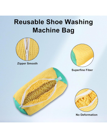 Bolsa de Lavado de Zapatos FERYU 2Pcs Amarilla Reutilizable Bolsa de Lavado de Zapatos FERYU 2Pcs Amarilla Reutilizable
