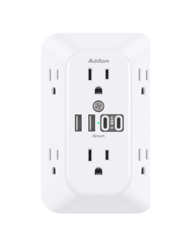 Extensor de Enchufe Addtam 6 AC + 2 USB-C 1800J Protección