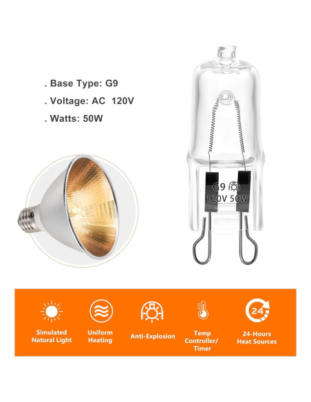 Bombilla de Calor G9 50W C-Raptile Clara Dimmable Paquete de 3 Bombilla de Calor G9 50W C-Raptile Clara Dimmable Paquete de 3