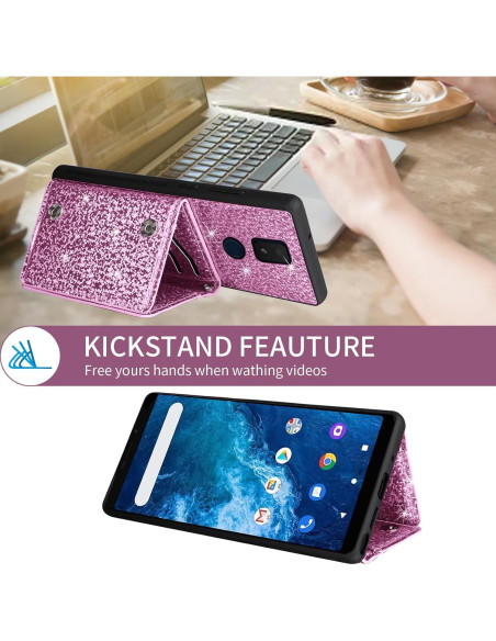 Funda billetera Furiet Rosa para Cricket Icon 3/Splendor/AT&T Motivate 2 Funda billetera Furiet Rosa para Cricket Icon 3/Splendor/AT&T Motivate 2
