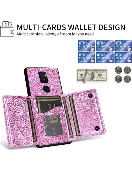 Funda billetera Furiet Rosa para Cricket Icon 3/Splendor/AT&T Motivate 2 Funda billetera Furiet Rosa para Cricket Icon 3/Splendor/AT&T Motivate 2