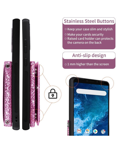 Funda billetera Furiet Rosa para Cricket Icon 3/Splendor/AT&T Motivate 2 Funda billetera Furiet Rosa para Cricket Icon 3/Splendor/AT&T Motivate 2