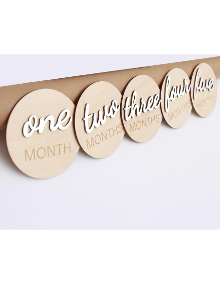 Tarjetas de Hito Mensual de Madera HJKlove - 14 Piezas 10 cm Tarjetas de Hito Mensual de Madera HJKlove - 14 Piezas 10 cm