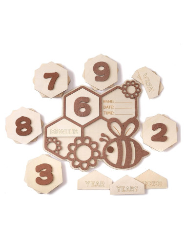 Tarjetas de Hitos de Madera Little Bee 1-12 Meses Bebés