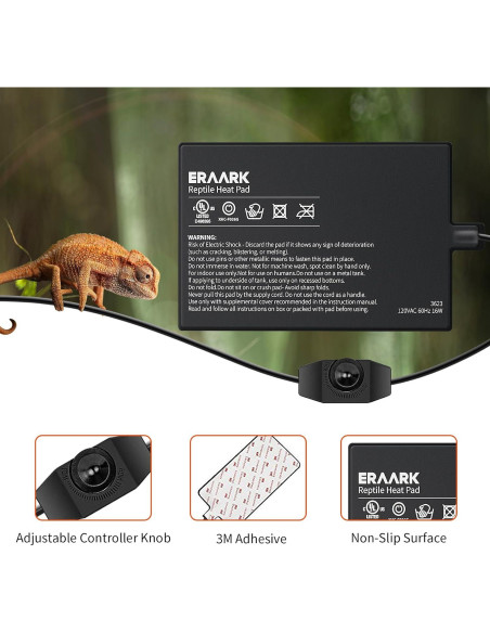 Almohadilla de Calentamiento para Reptiles ERAARK 20x45 cm Ajustable Almohadilla de Calentamiento para Reptiles ERAARK 20x45 cm Ajustable