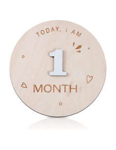 Tarjetas de Hito de Madera OENIZI - 12 Meses para Bebé