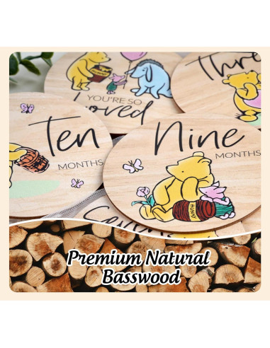 Tarjetas de Hitos de Madera Winnie the Pooh - 8 Piezas